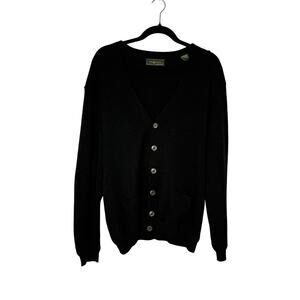 Peru Unlimited Black Baby Alpaca Wool Cardigan Sweater Men M Button Front